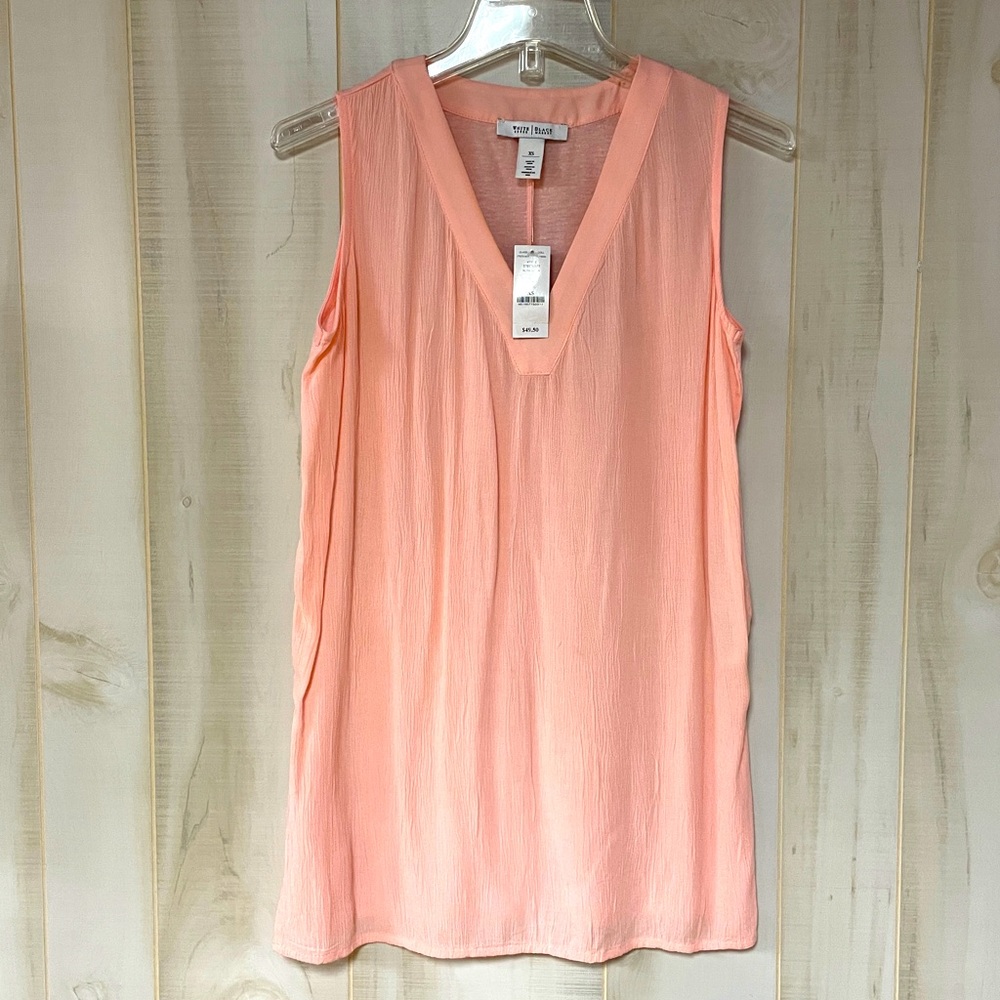NWT White House Black Market Pink Pearl V Neck Tunic Top Sz XS Easy Tee